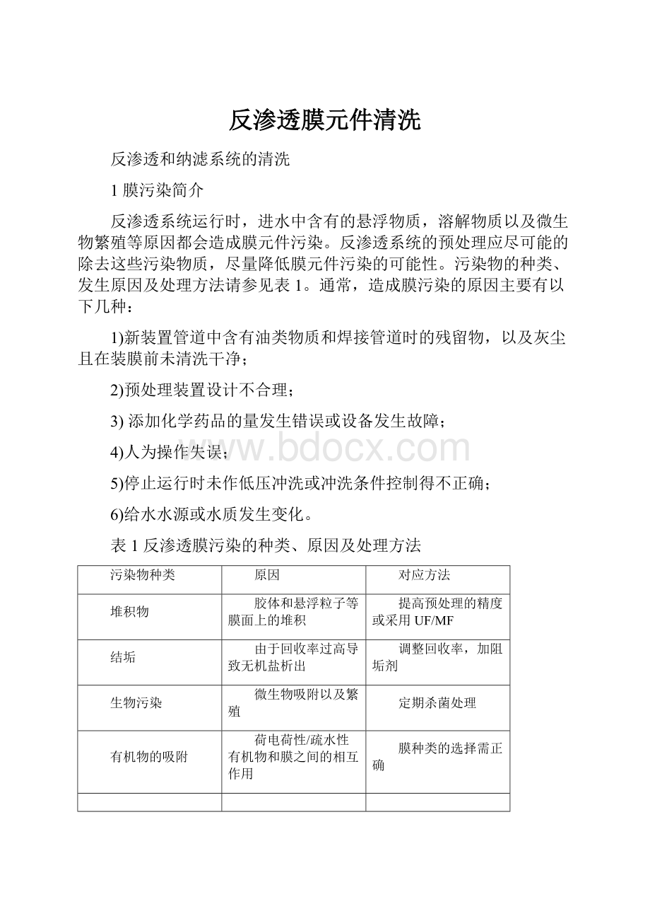 反渗透膜元件清洗.docx