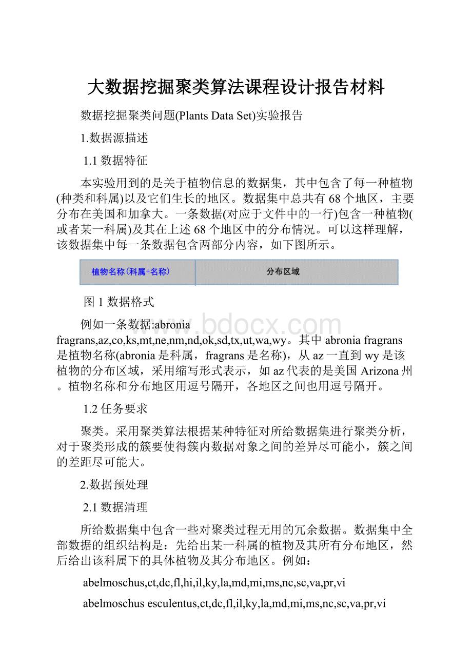 大数据挖掘聚类算法课程设计报告材料.docx_第1页