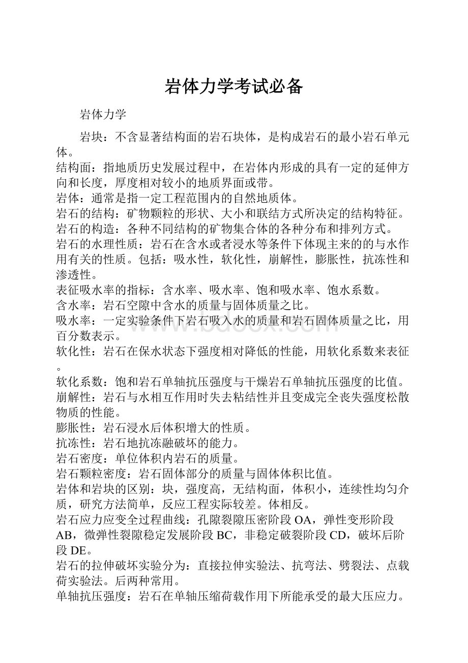 岩体力学考试必备Word文件下载.docx_第1页