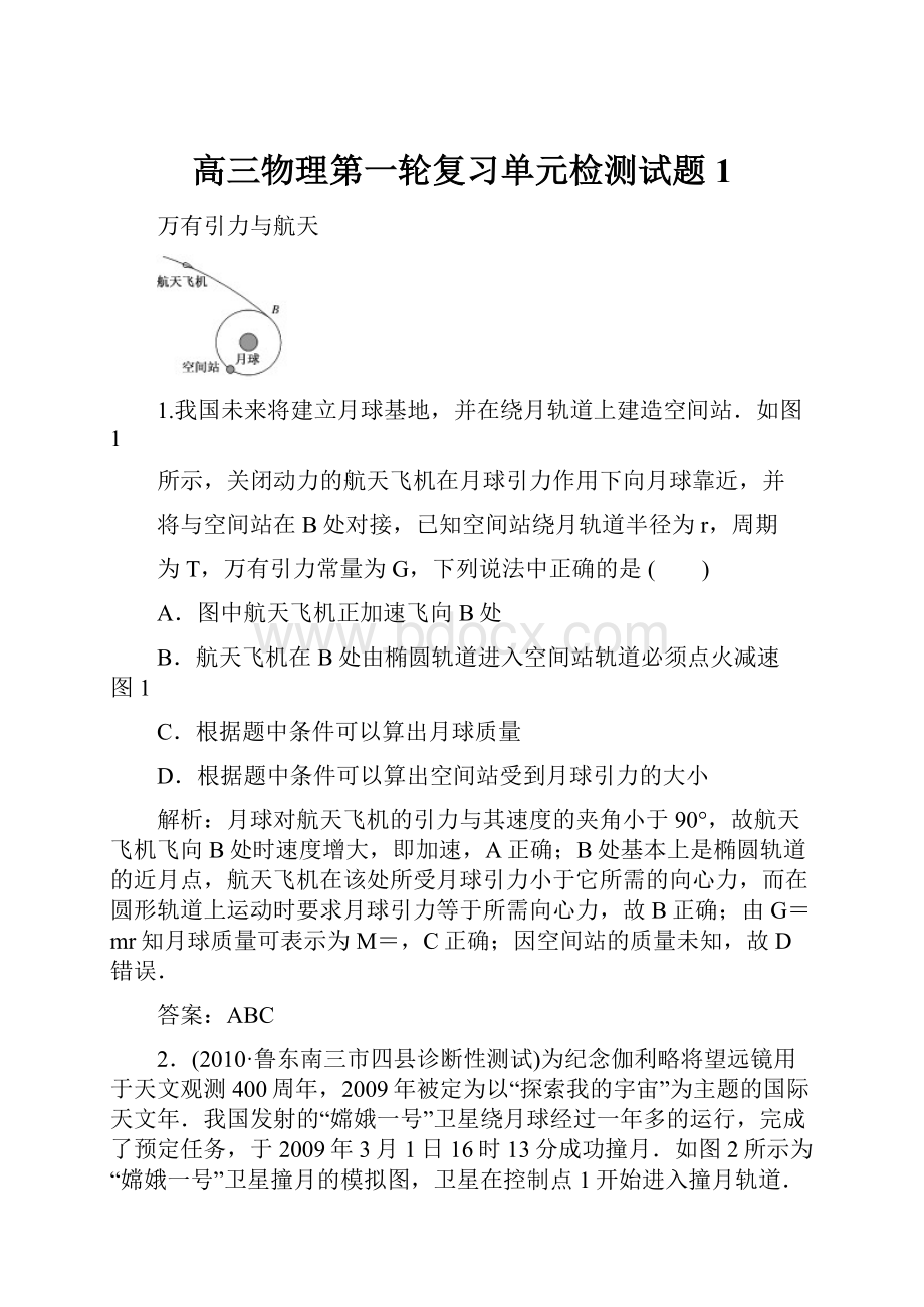 高三物理第一轮复习单元检测试题1.docx_第1页