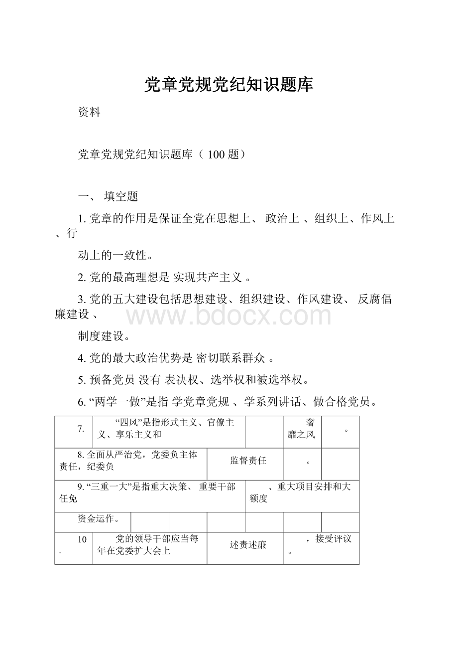 党章党规党纪知识题库Word文件下载.docx