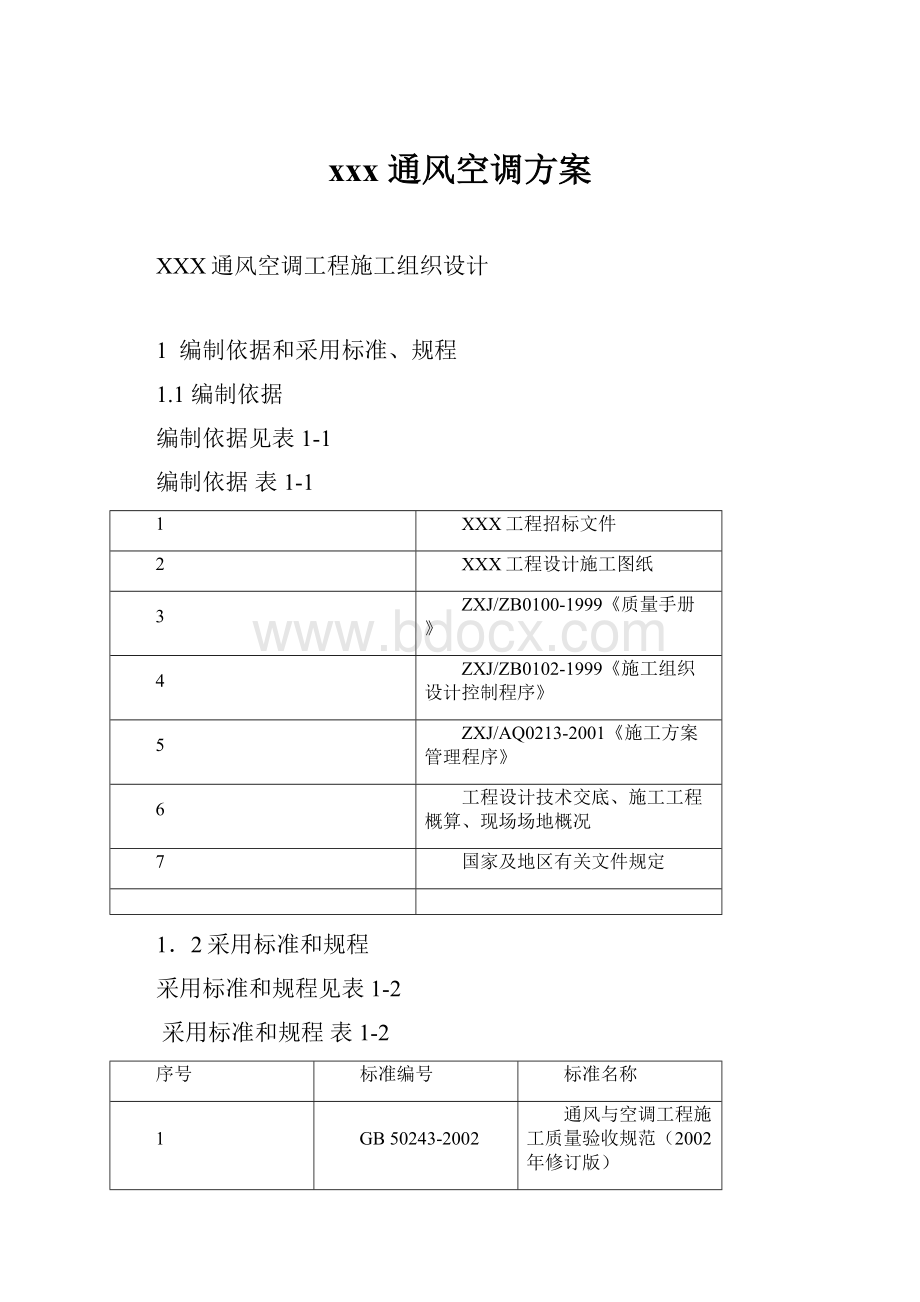 xxx 通风空调方案文档格式.docx