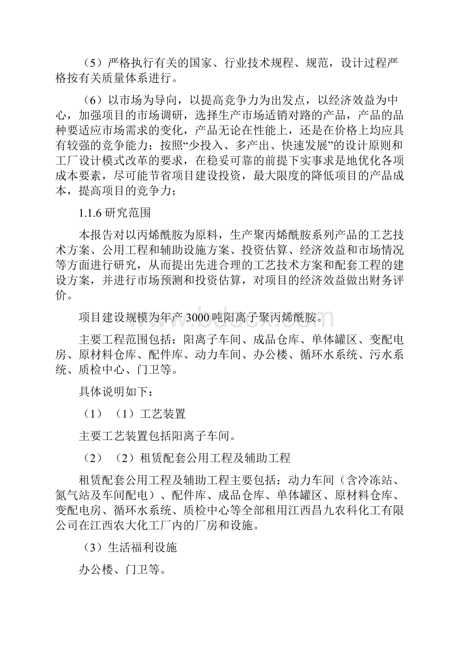 新建年3000吨聚丙烯酰胺项目可行性研究报告Word文档格式.docx_第3页