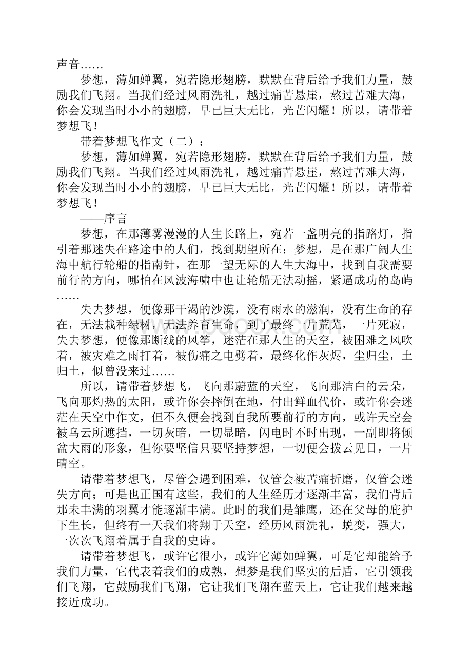 带着梦想飞作文10篇Word格式文档下载.docx_第2页