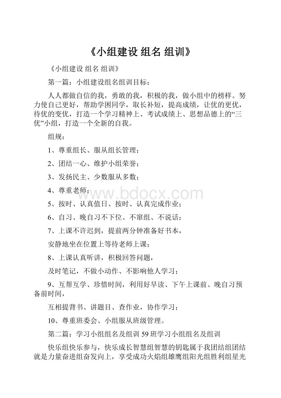 《小组建设组名 组训》Word文件下载.docx