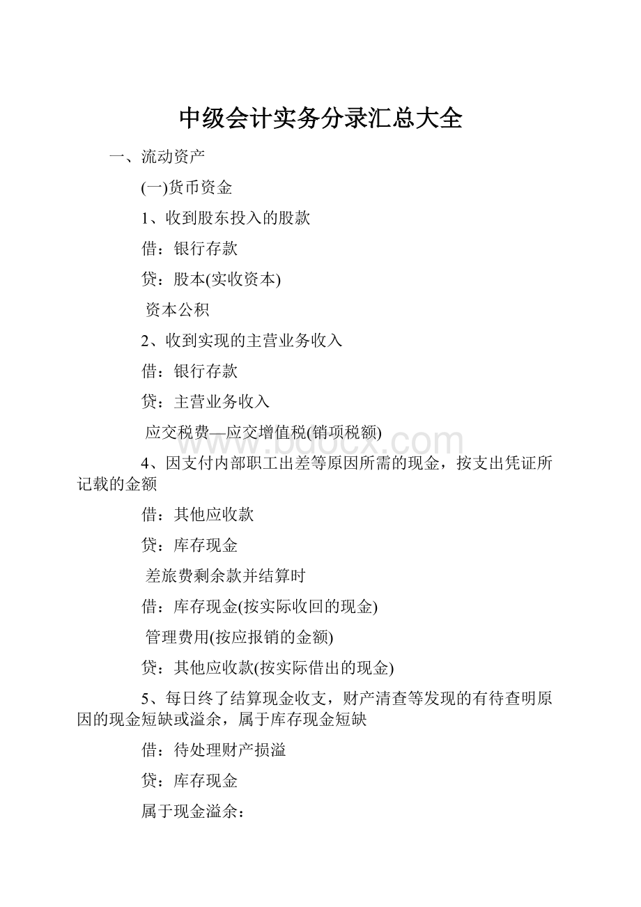 中级会计实务分录汇总大全.docx_第1页