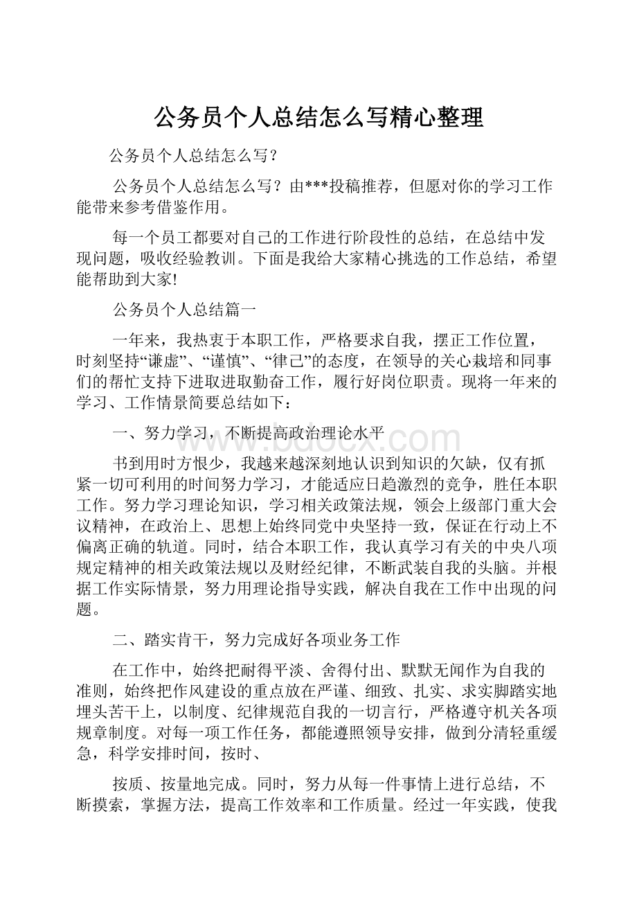 公务员个人总结怎么写精心整理.docx_第1页