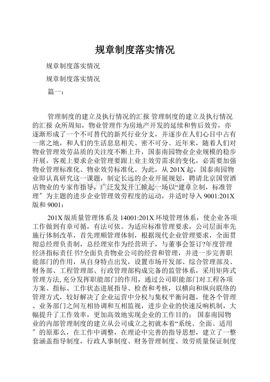 规章制度落实情况文档格式.docx