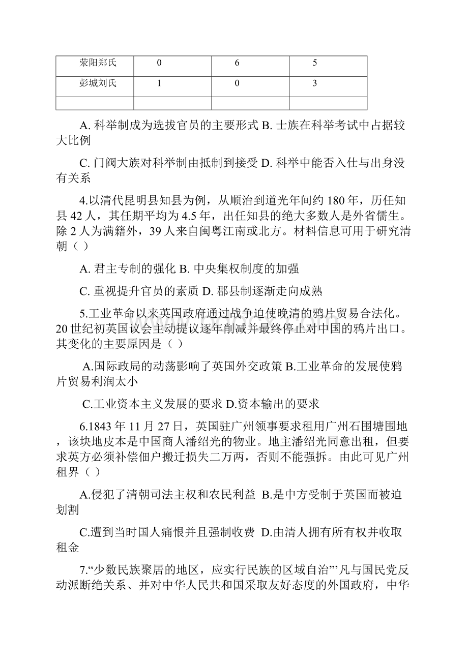 届高三月考历史试题附答案.docx_第2页