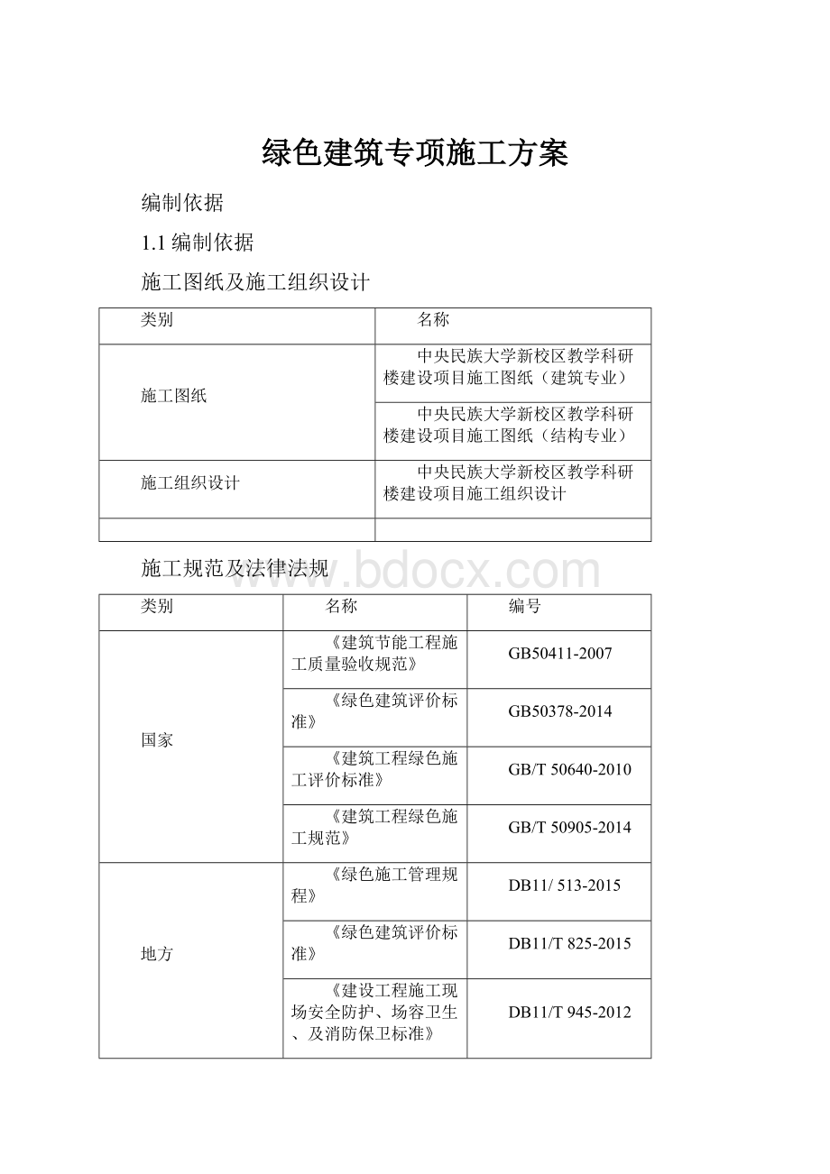 绿色建筑专项施工方案.docx_第1页