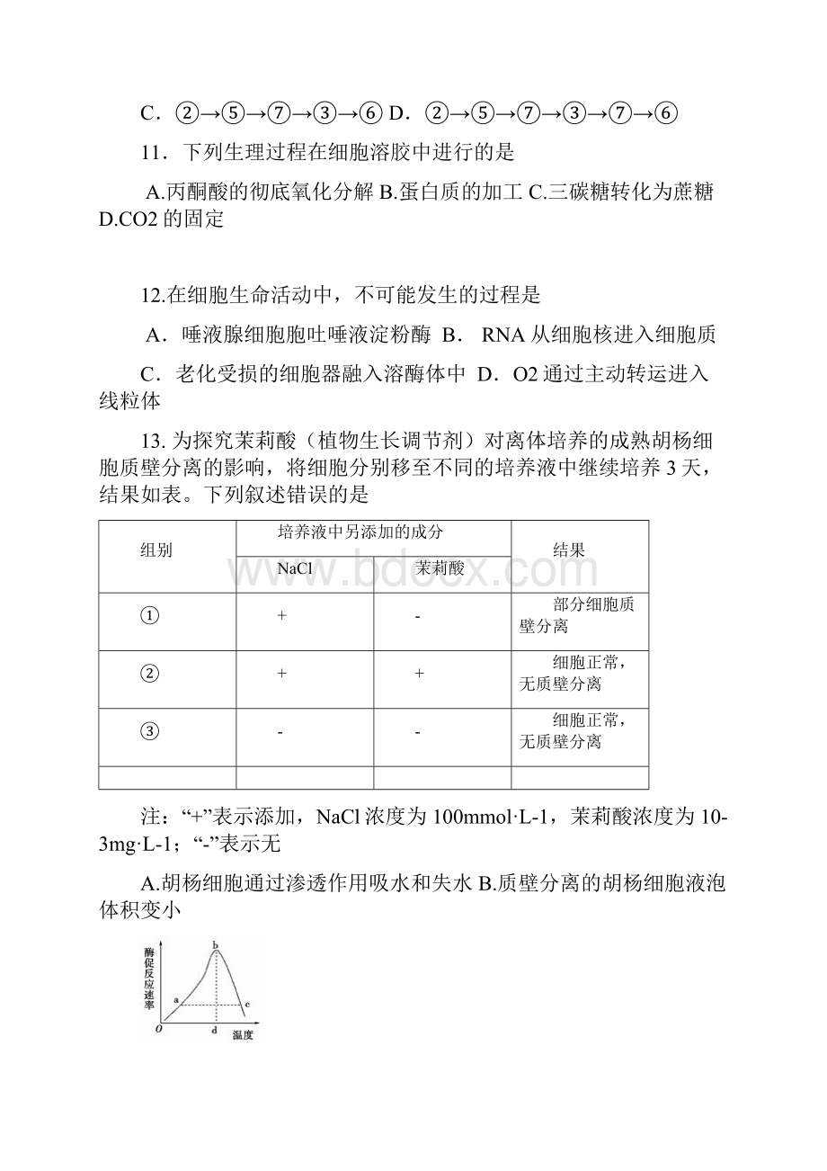 浙江省杭州市西湖高级中学学年高二月考生物试题文档格式.docx_第3页