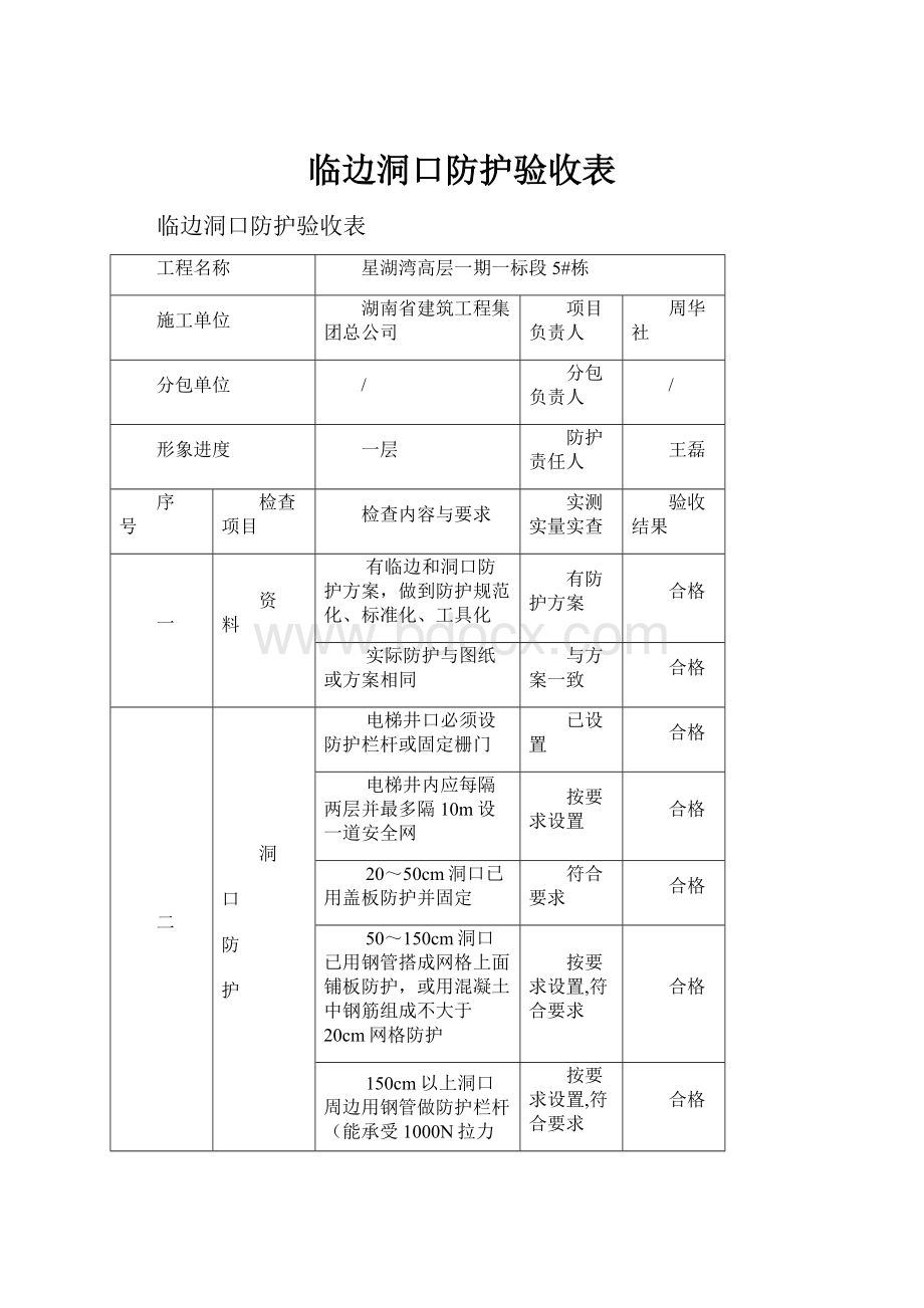 临边洞口防护验收表.docx