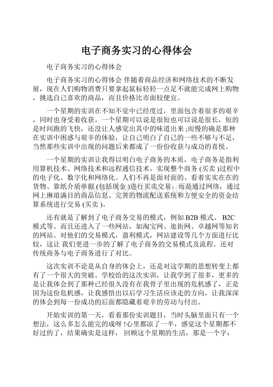 电子商务实习的心得体会Word下载.docx