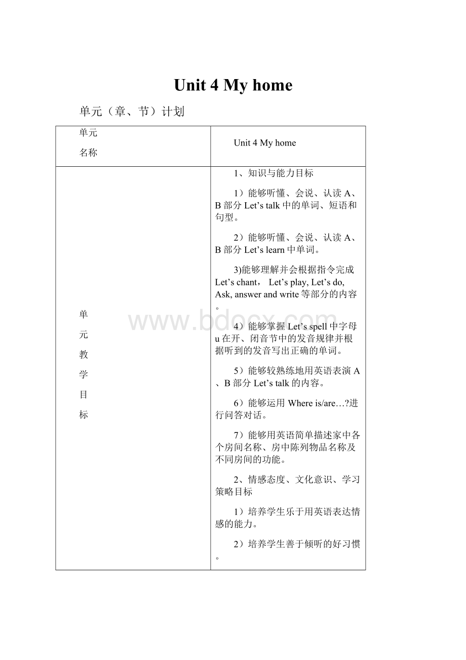 Unit 4 My homeWord文档格式.docx