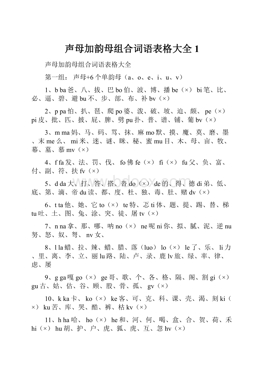 声母加韵母组合词语表格大全1Word格式文档下载.docx_第1页