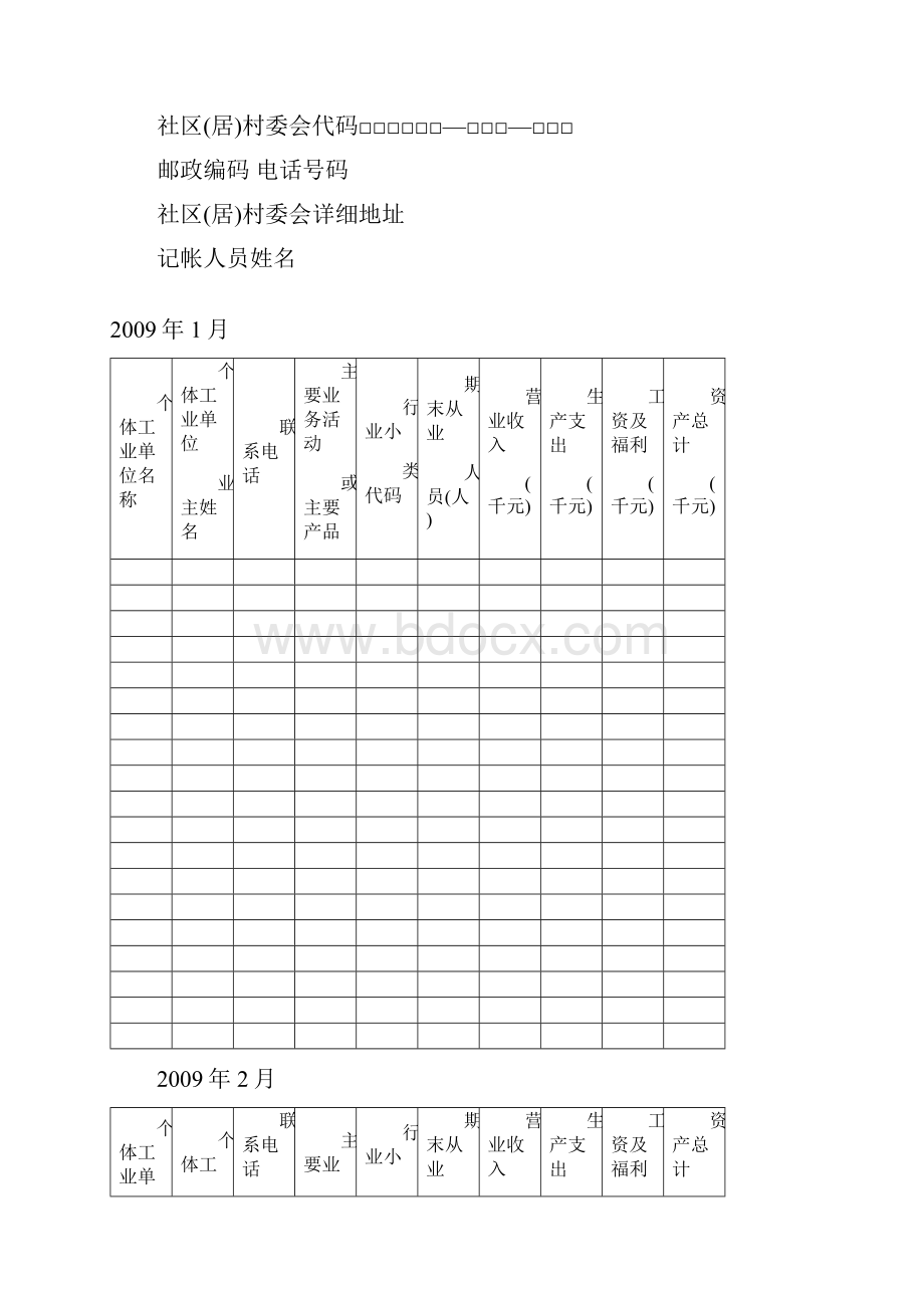 个体经营工业样本单位统计台帐Word格式文档下载.docx_第2页