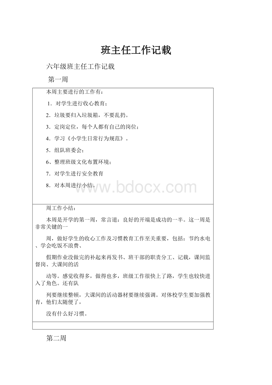 班主任工作记载Word格式文档下载.docx