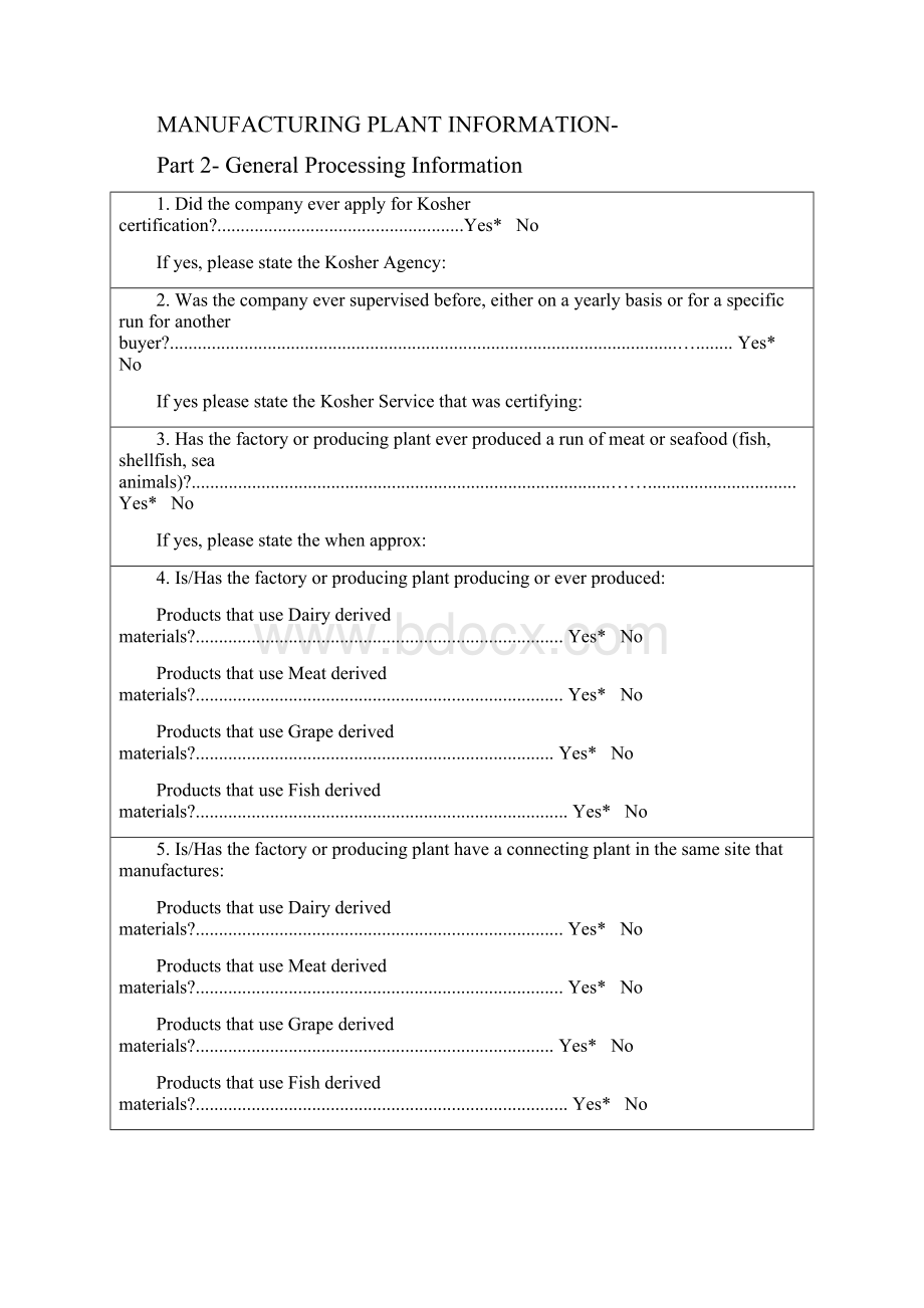 Kosher申请表KLBDKosher权威英文清真犹太认证网Word文档下载推荐.docx_第3页