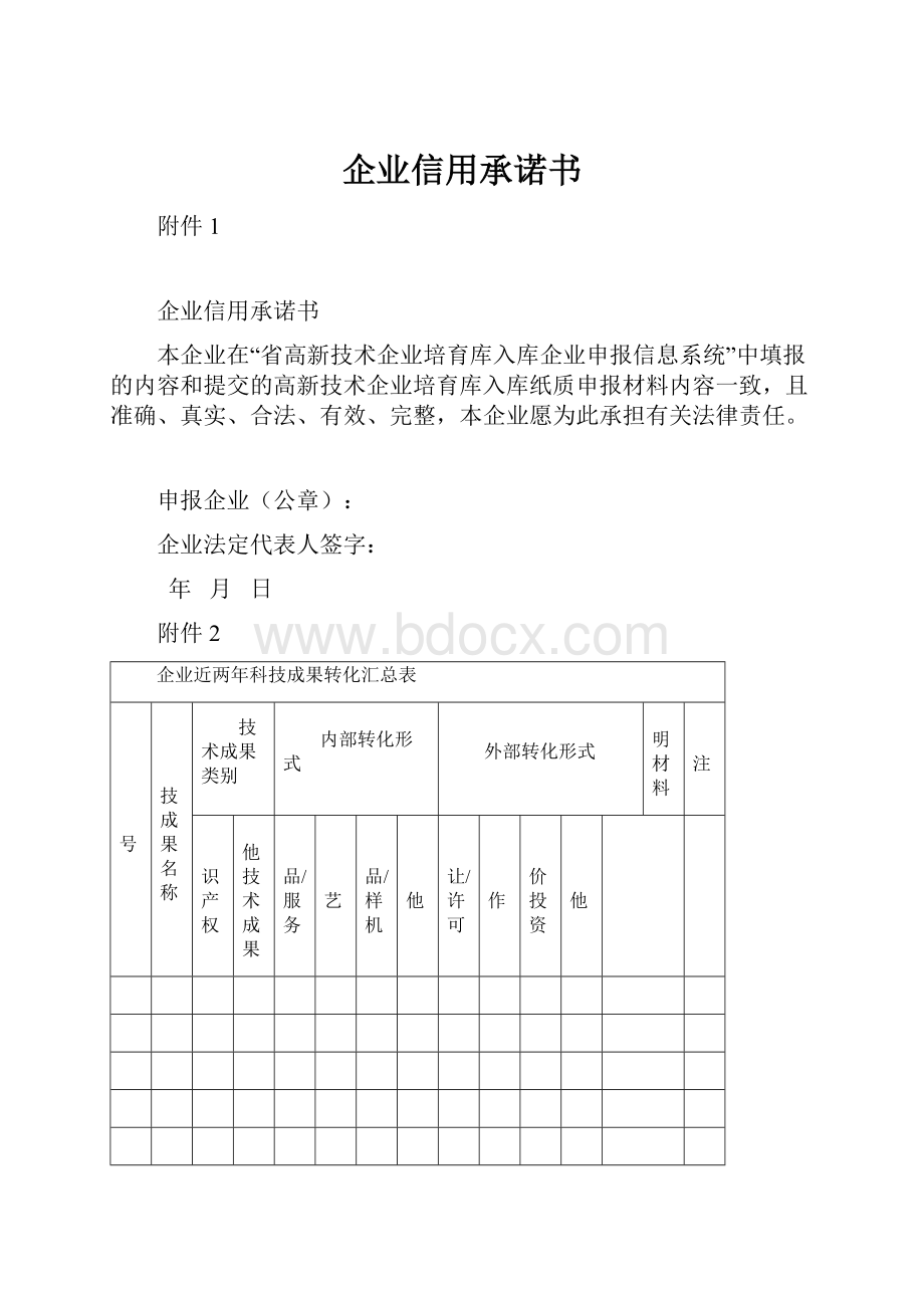 企业信用承诺书Word格式.docx