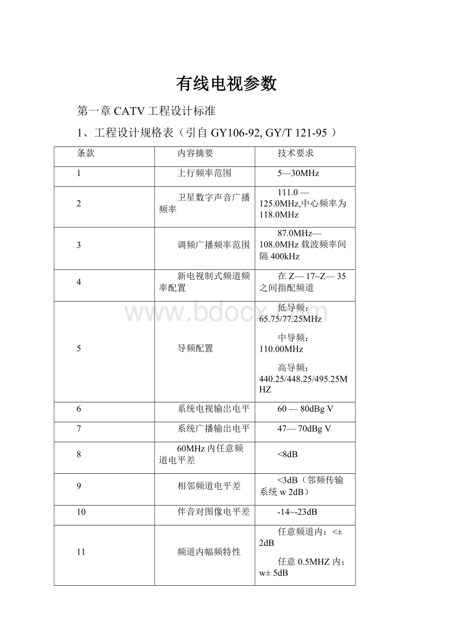 有线电视参数.docx