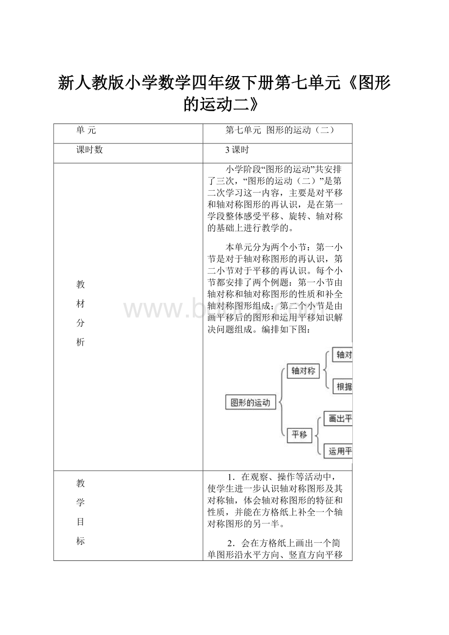 新人教版小学数学四年级下册第七单元《图形的运动二》Word文件下载.docx