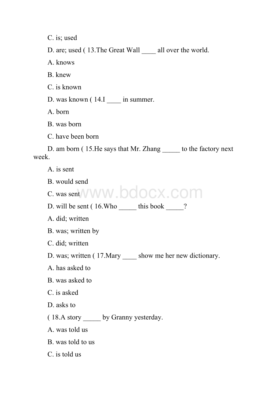 初中英语被动语态练习题解析.docx_第3页