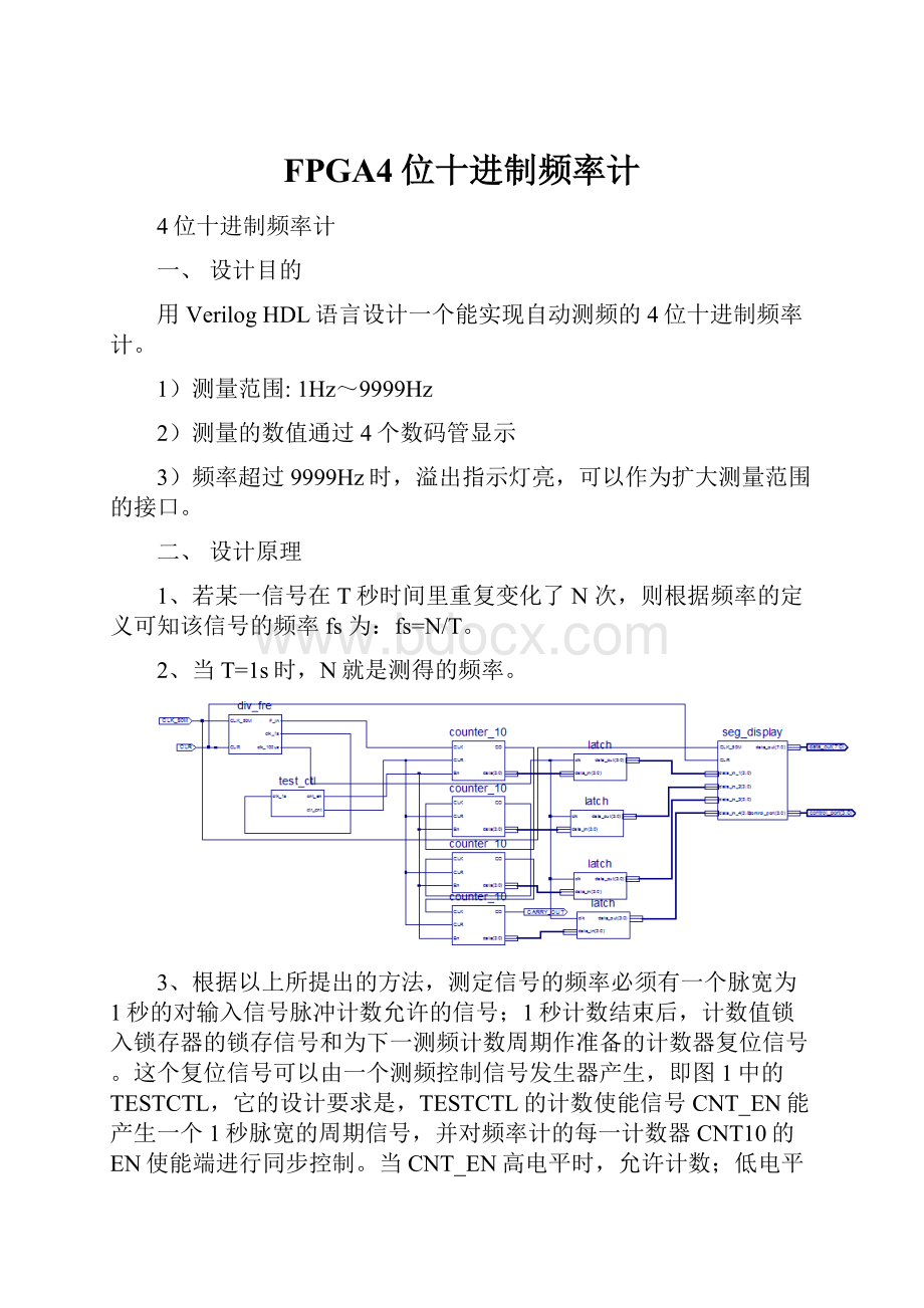 FPGA4位十进制频率计.docx_第1页