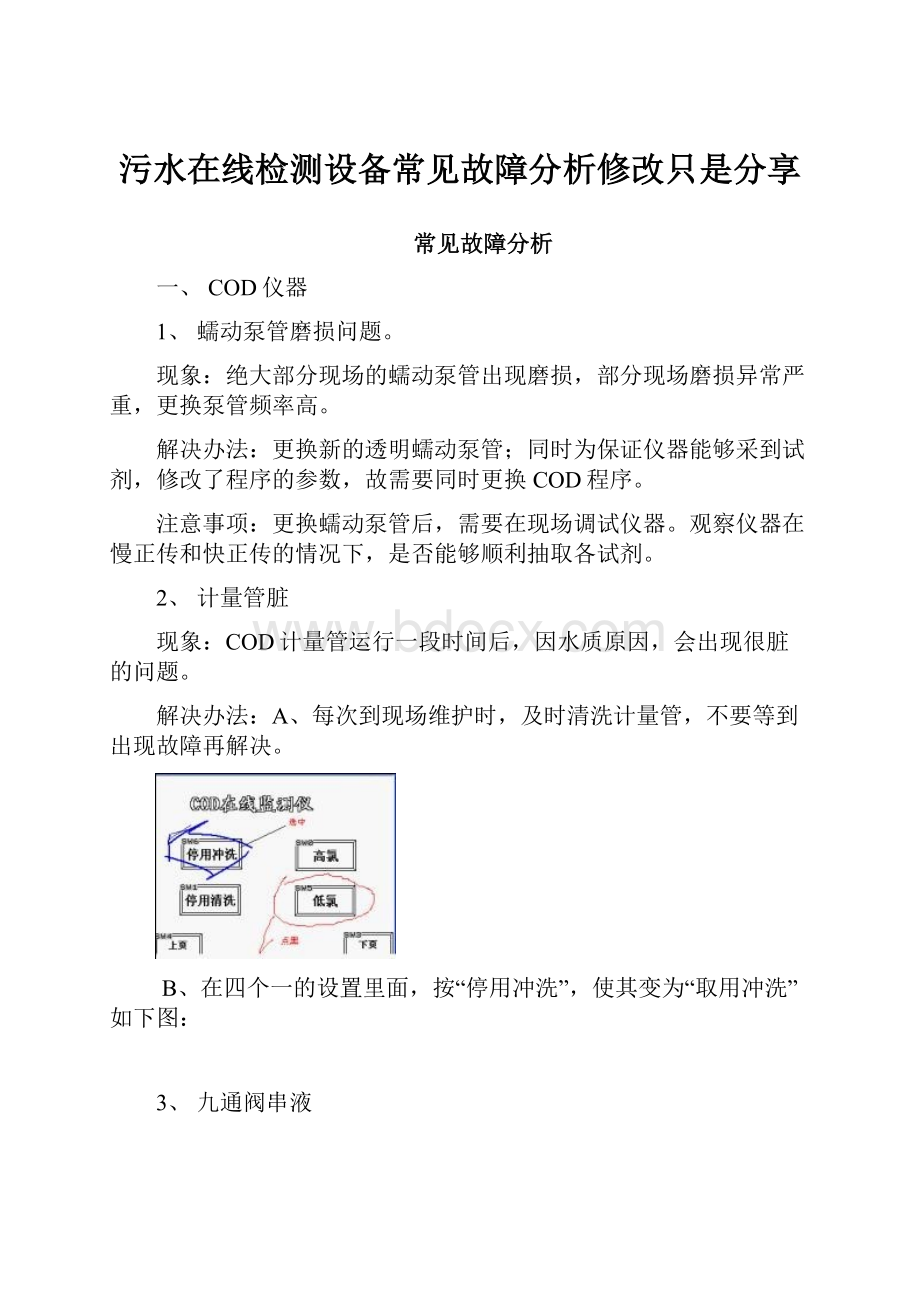 污水在线检测设备常见故障分析修改只是分享.docx_第1页