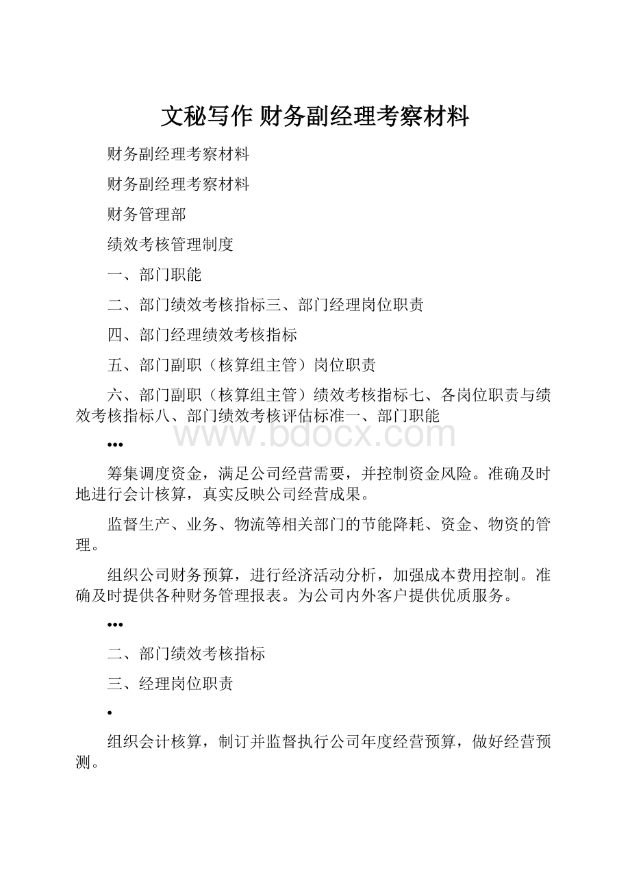 文秘写作 财务副经理考察材料.docx