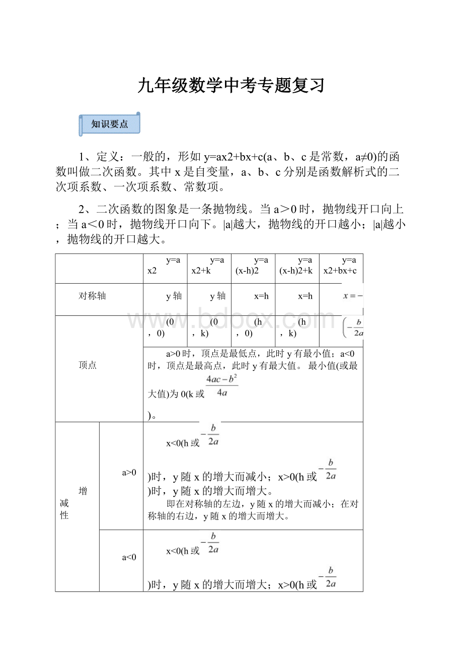 九年级数学中考专题复习.docx