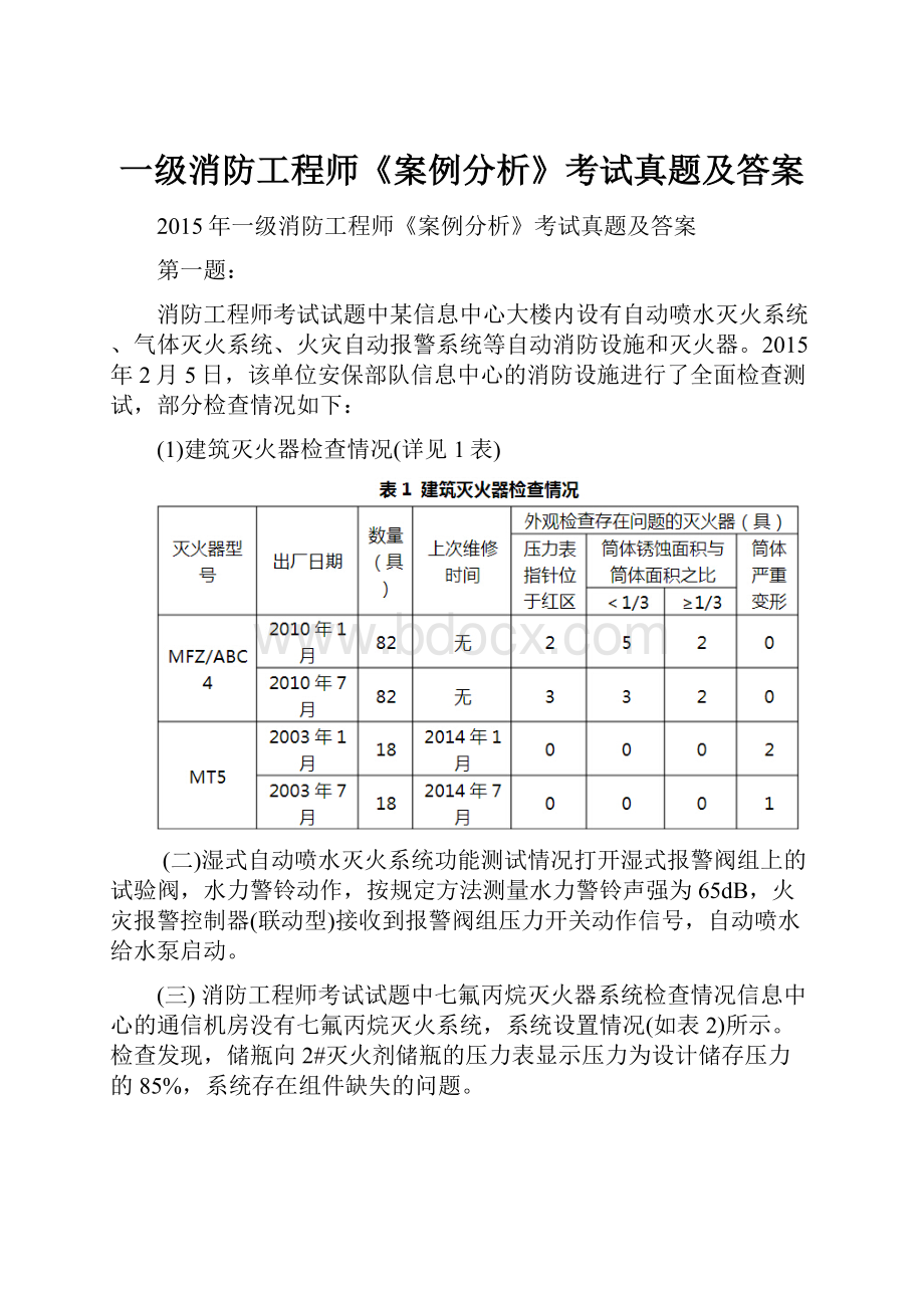 一级消防工程师《案例分析》考试真题及答案.docx_第1页