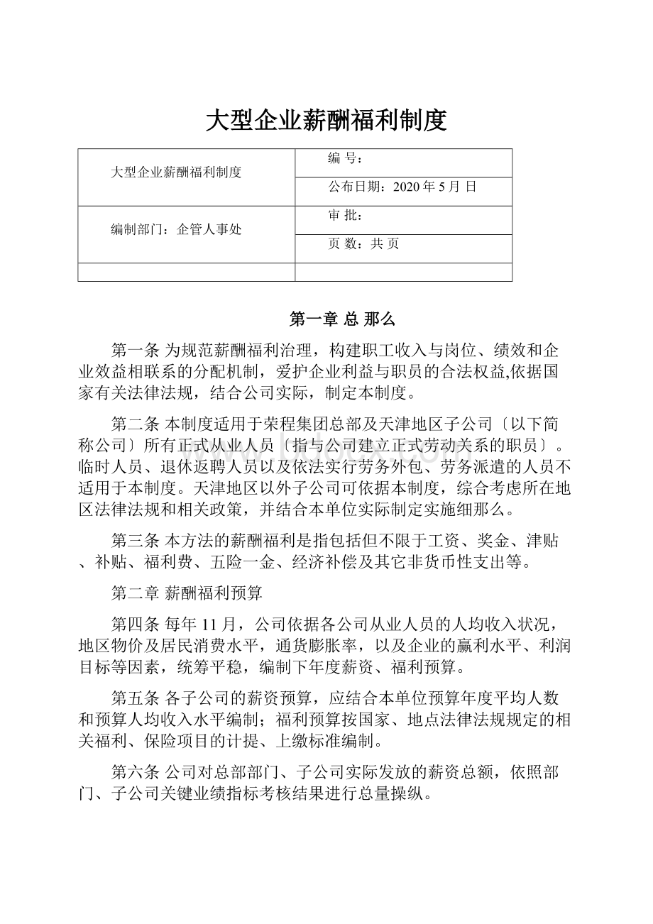 大型企业薪酬福利制度.docx_第1页