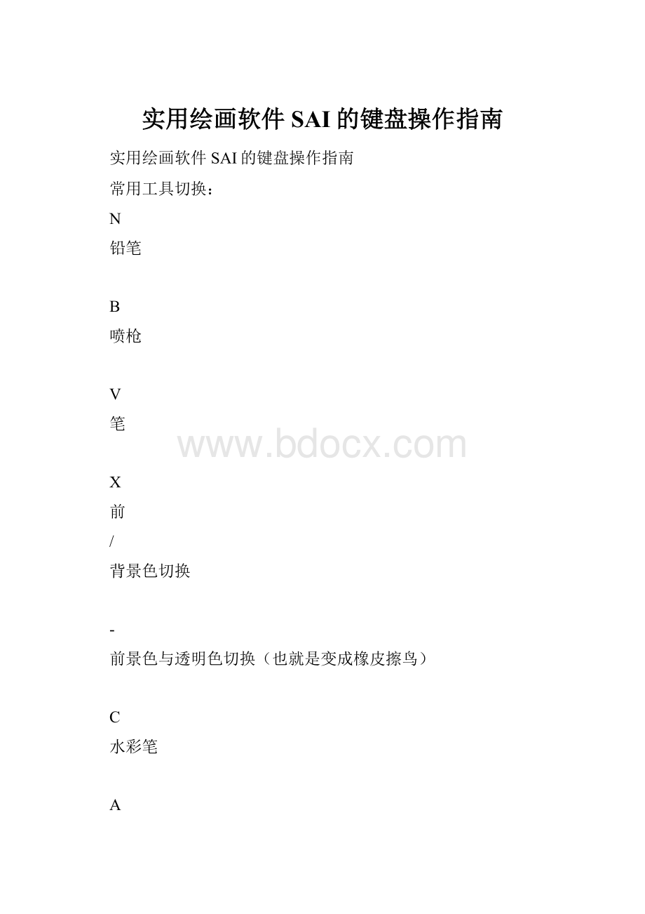 实用绘画软件SAI的键盘操作指南.docx_第1页