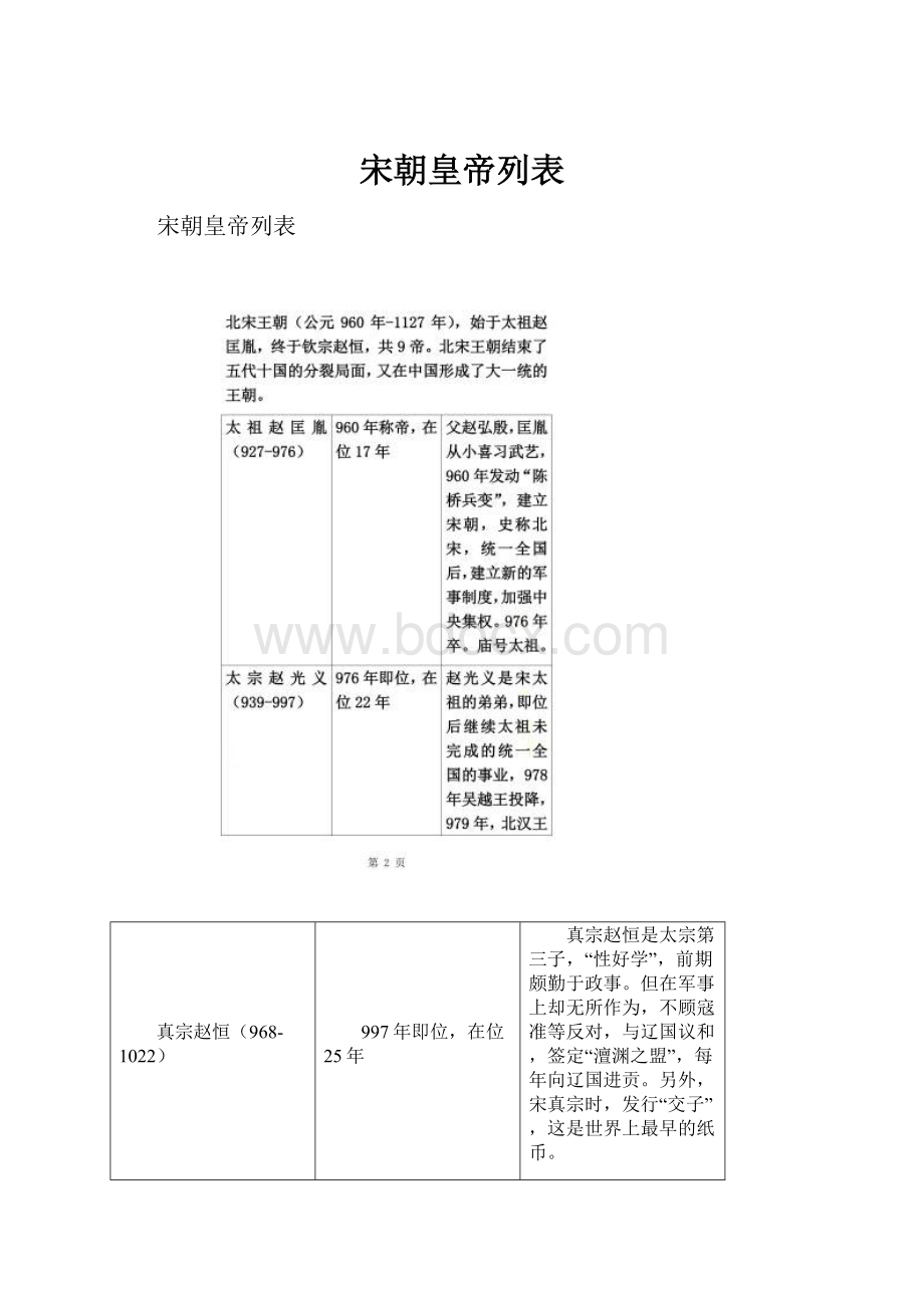 宋朝皇帝列表文档格式.docx