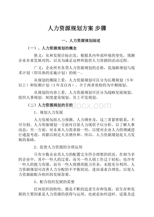 人力资源规划方案 步骤.docx