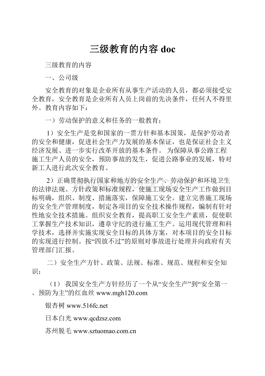 三级教育的内容doc文档格式.docx