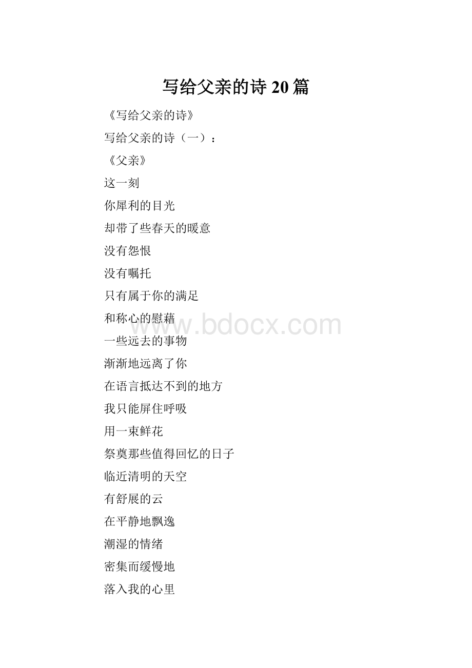 写给父亲的诗20篇.docx