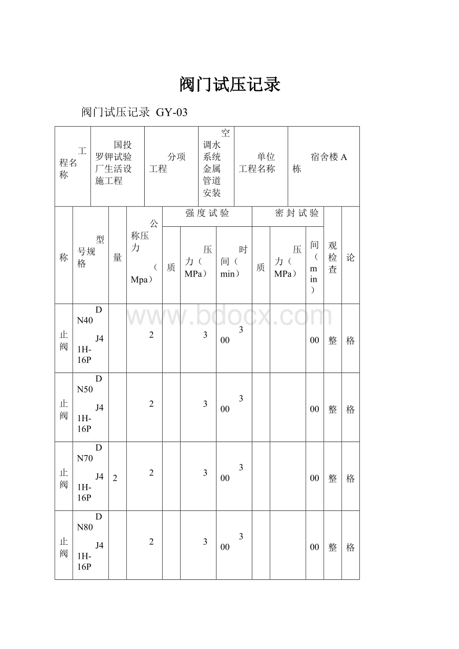 阀门试压记录.docx