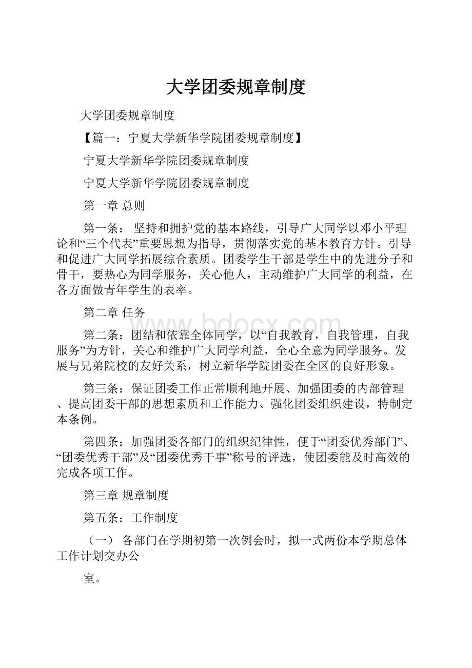 大学团委规章制度Word文档格式.docx