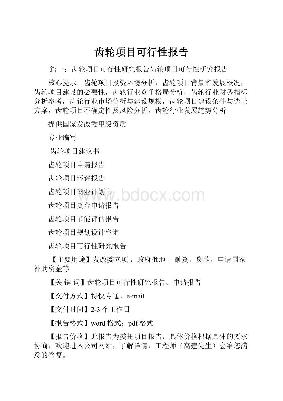 齿轮项目可行性报告.docx_第1页