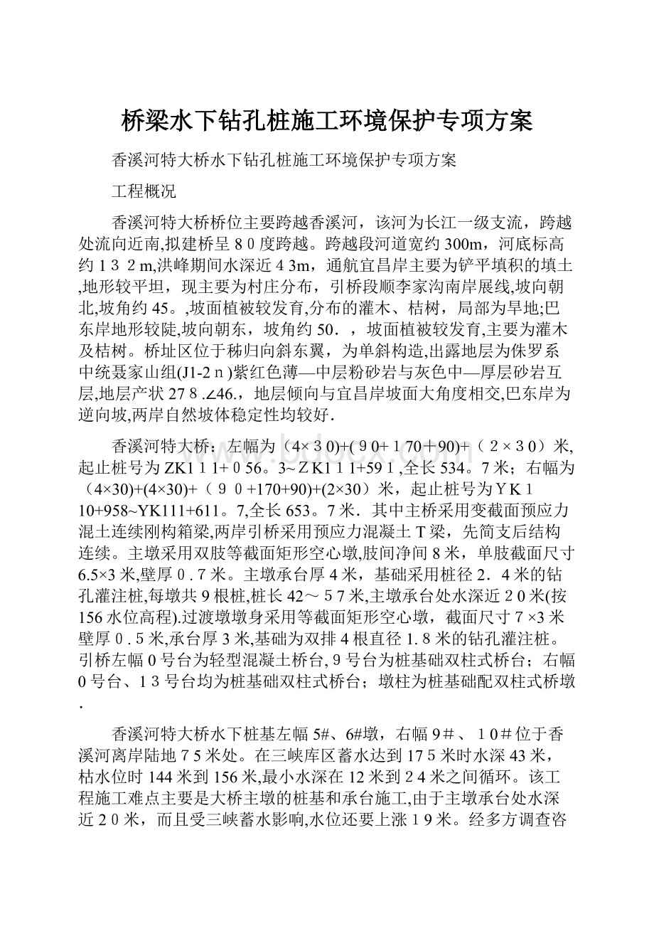 桥梁水下钻孔桩施工环境保护专项方案.docx