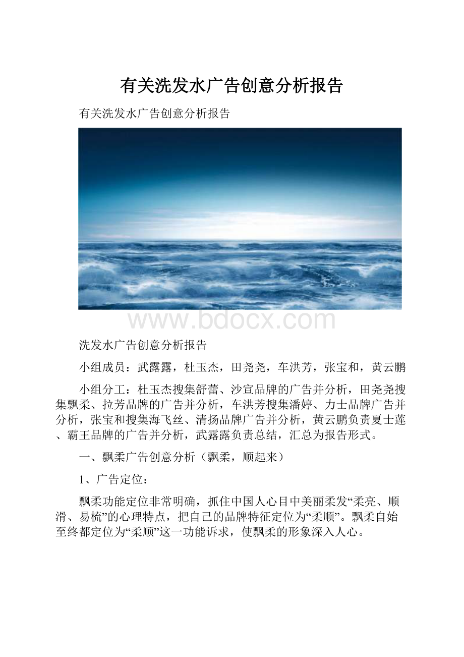 有关洗发水广告创意分析报告.docx_第1页