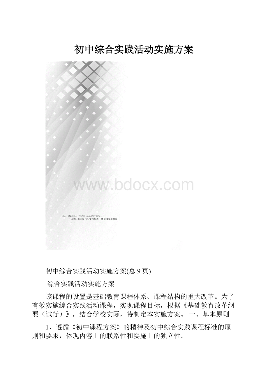 初中综合实践活动实施方案.docx_第1页