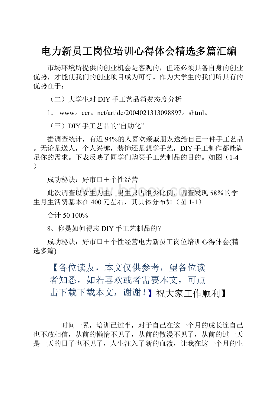 电力新员工岗位培训心得体会精选多篇汇编文档格式.docx_第1页