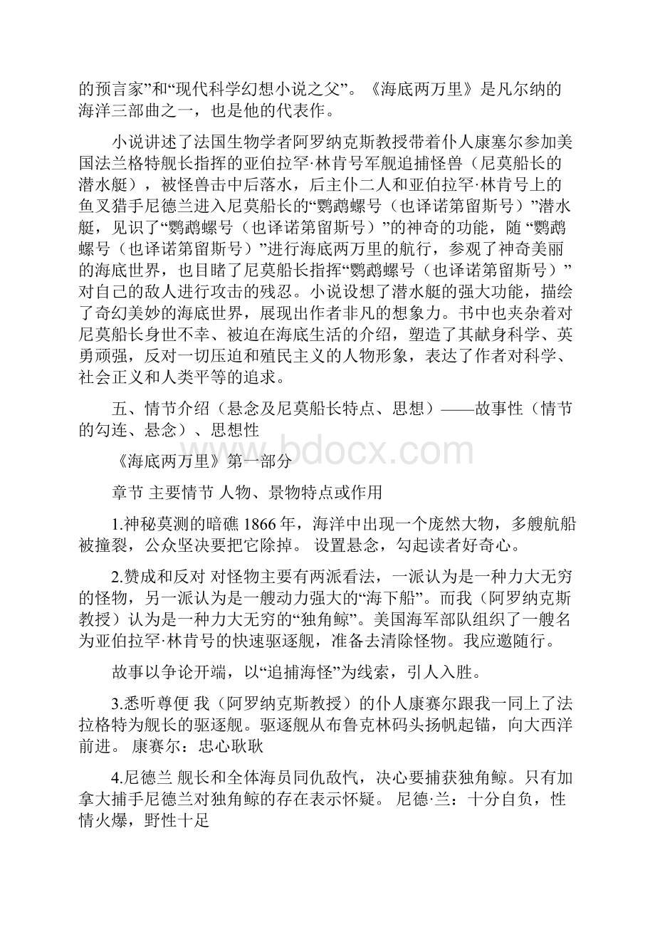 人教部编版七年级下册《海底两万里》知识梳理 无答案Word文档下载推荐.docx_第2页