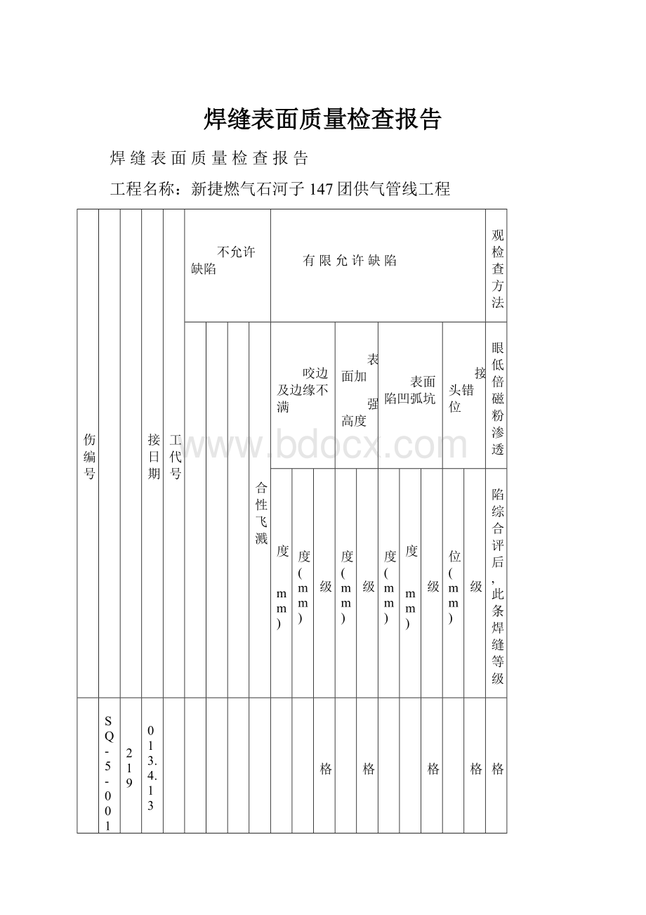 焊缝表面质量检查报告文档格式.docx