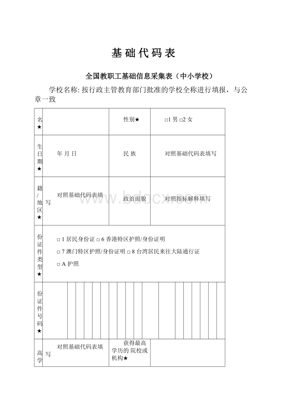 基 础 代 码 表文档格式.docx