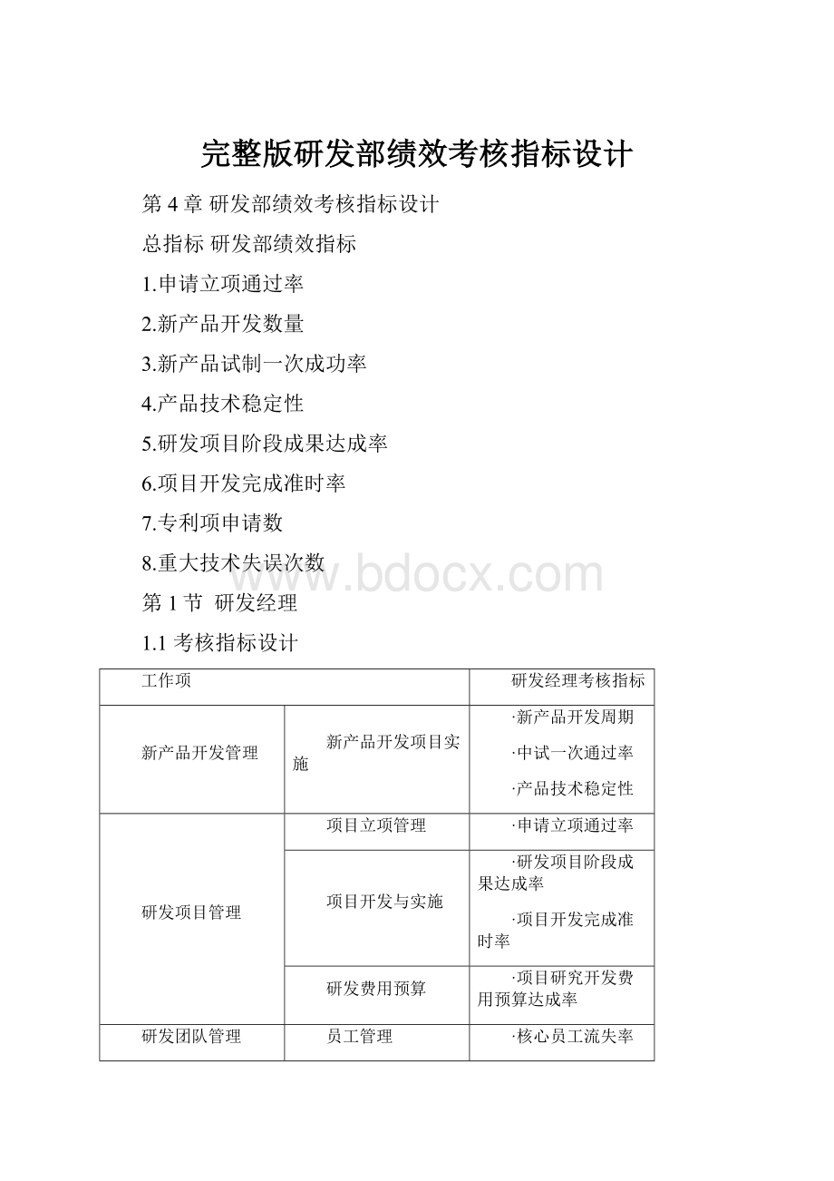 完整版研发部绩效考核指标设计.docx