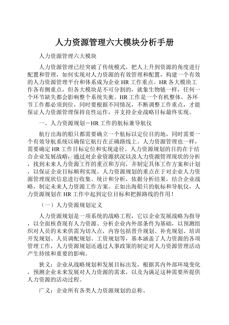 人力资源管理六大模块分析手册.docx_第1页