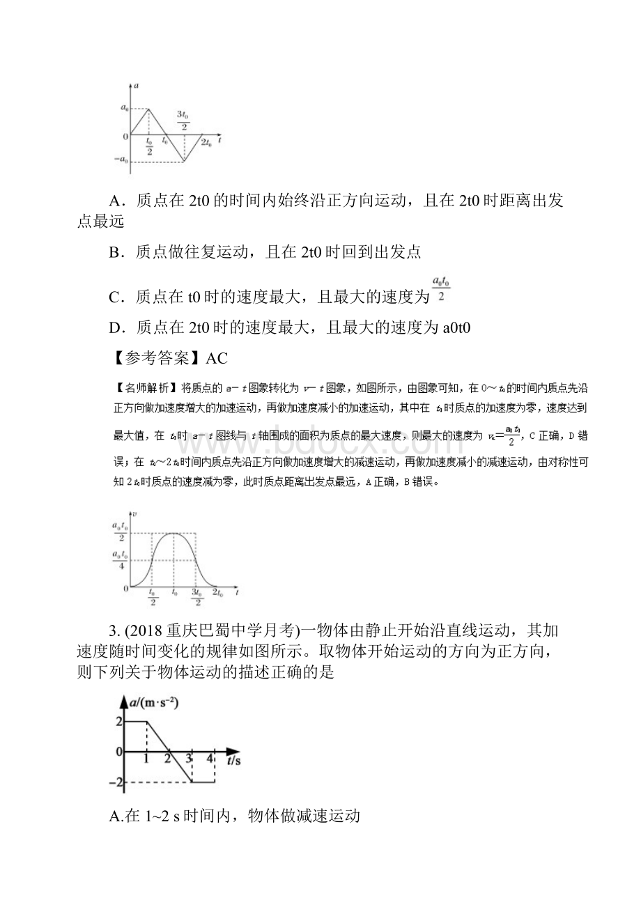 高考物理一轮复习专题14加速度图象千题精练.docx_第2页